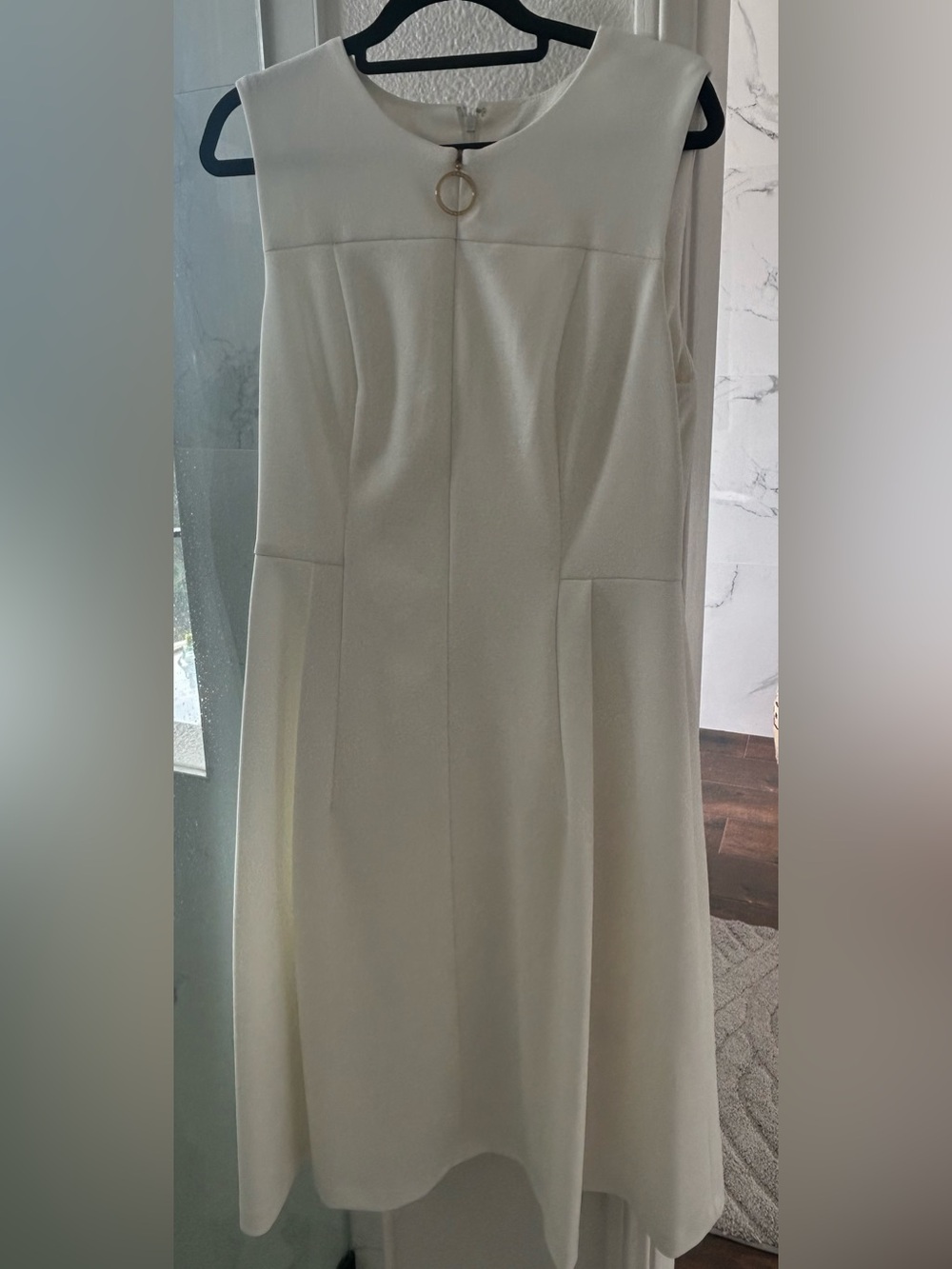 DKNY White/Cream Fit & Flare Dress Size 2 ( w lining)
